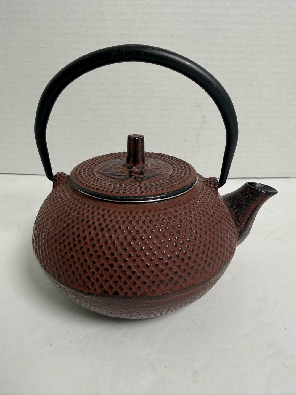 Vintage Japanese Cast Iron Teapot Tetsubin Red Hobnail Nanbu Tekki Style BNWT